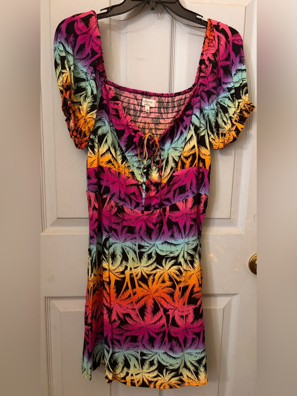 Cabana Crown & Ivy Multicolor Tropical Print Midi Dress Size Large